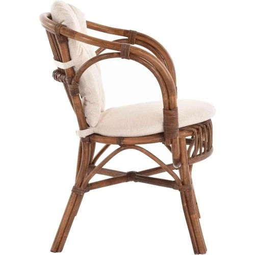 Zoom sur Fauteuil scandinave rotin tressé marron, Korb-Outlet