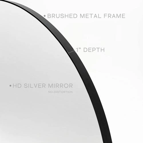 Zoom sur Miroir ovale noir Minuover, cadre métal élégant, déco