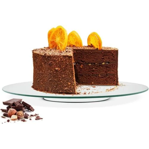 Sendez Assiette à gâteau rotative verre, plateau élégant - Vue principale