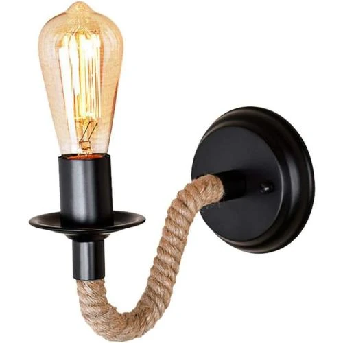 Lampe murale vintage industrielle, tube fer, applique E27 - Vue principale