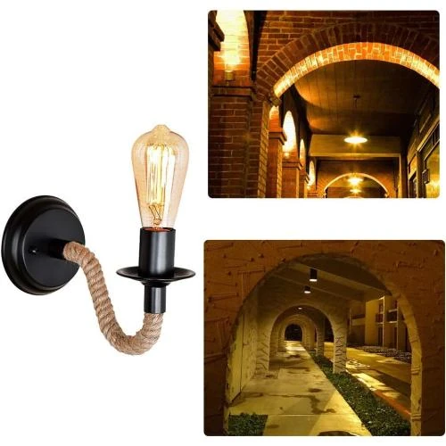 Zoom sur Lampe murale vintage industrielle, tube fer, applique E27