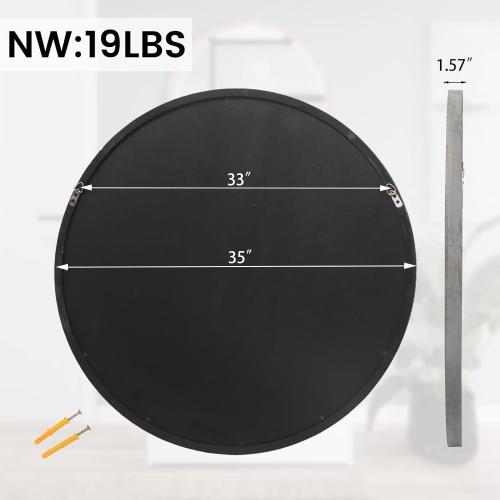 Présentation de Zoom sur Miroir rond bois gris, décor mural rustique élégant