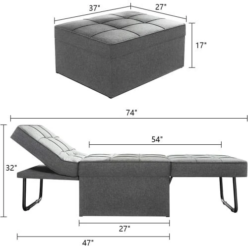 Zoom sur Canapé lit multifonction 4 en 1 Vonanda, gris foncé