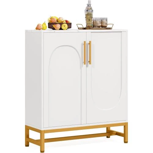 Tribesigns Commode Armoire Rangement Moderne Or Blanc - Vue principale