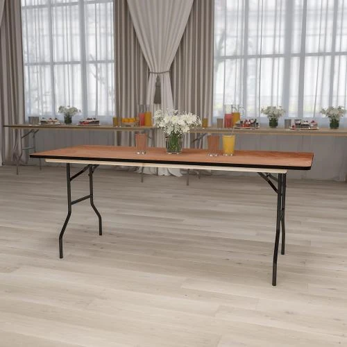 Détail de Table Banquet Pliante Bois Rectangulaire, Finition Clair