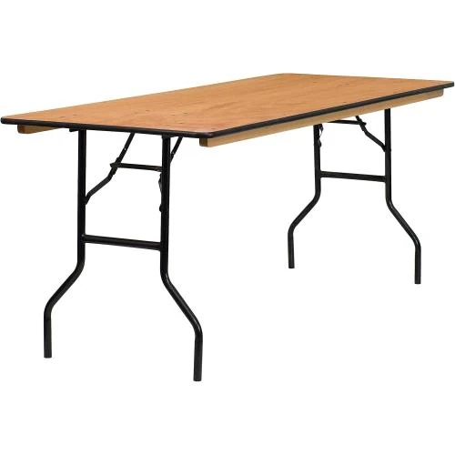 Table Banquet Pliante Bois Rectangulaire, Finition Clair - Vue principale