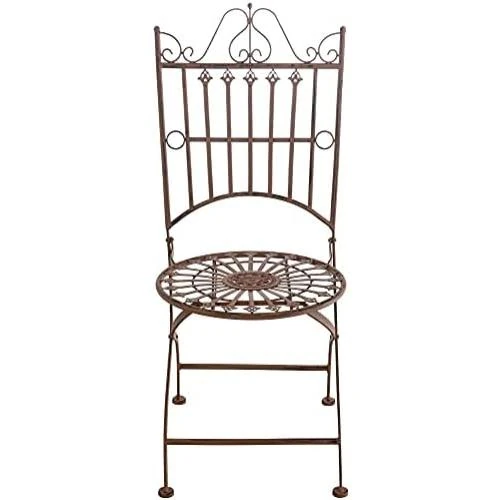 Zoom sur Chaise de Jardin Pliante Sadao en Fer Forgé - Design Élégant pour Terrasse