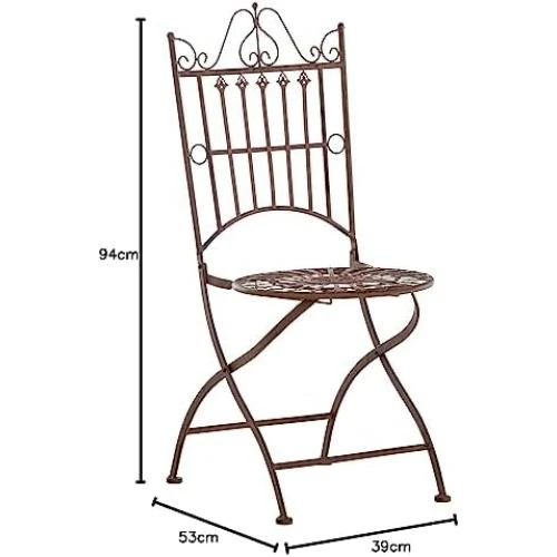 Détail de Chaise de Jardin Pliante Sadao en Fer Forgé - Design Élégant pour Terrasse
