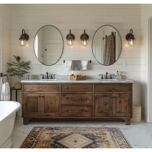 Zoom sur Miroir Ovale Noir, Acier Inoxydable, Salle de Bain, Murale