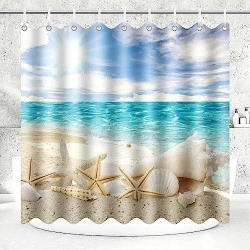 Rideau de Douche Polyester Style Marin Imperméable et Lavable