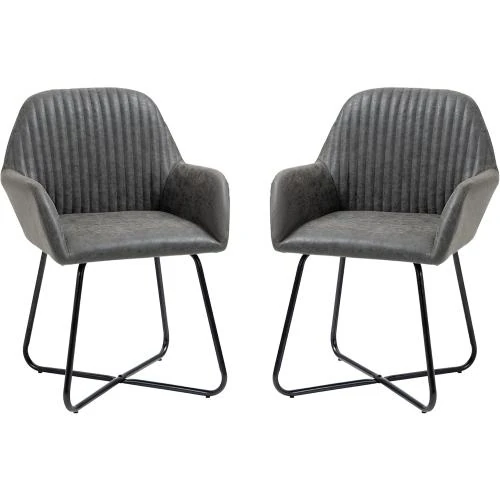 Chaises modernes rembourrées Simili Cuir Gris Homcom - Vue principale