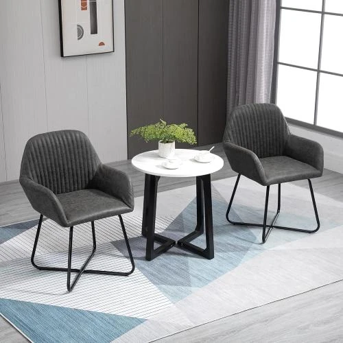 Détail de Chaises modernes rembourrées Simili Cuir Gris Homcom
