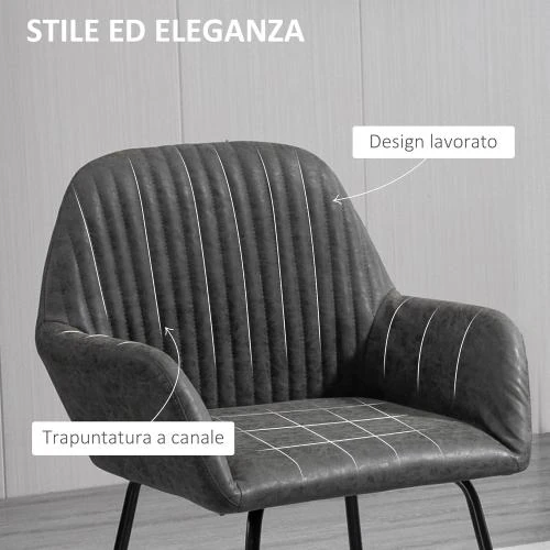 Zoom sur Chaises modernes rembourrées Simili Cuir Gris Homcom