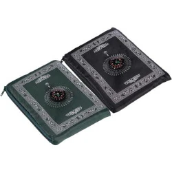Tapis de prière portable Kellegour, boussole, vert, noir