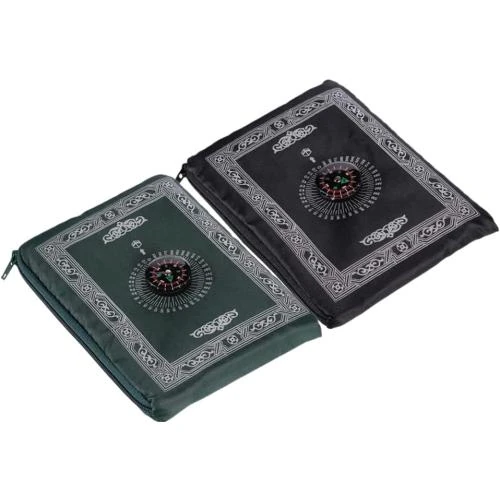 Tapis de prière portable Kellegour, boussole, vert, noir - Vue principale