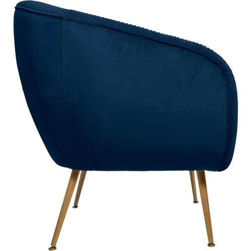 Zoom sur Fauteuil Velours Plissé Bleu Atmosphera, Design Élégant