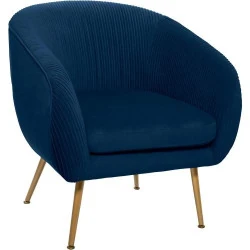 Fauteuil Velours Plissé Bleu Atmosphera, Design Élégant