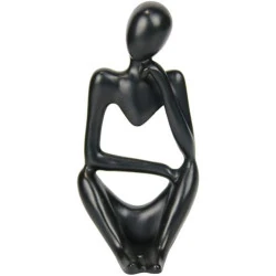 NatureMan Statue penseur abstraite résine, décoration noir