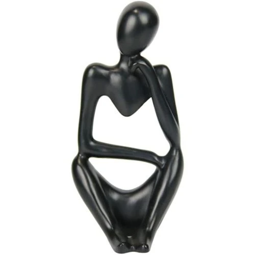NatureMan Statue penseur abstraite résine, décoration noir - Vue principale