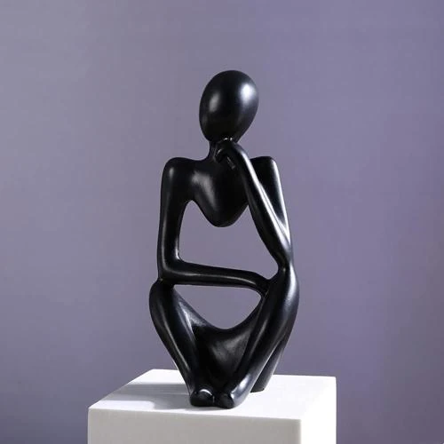 Détail de NatureMan Statue penseur abstraite résine, décoration noir