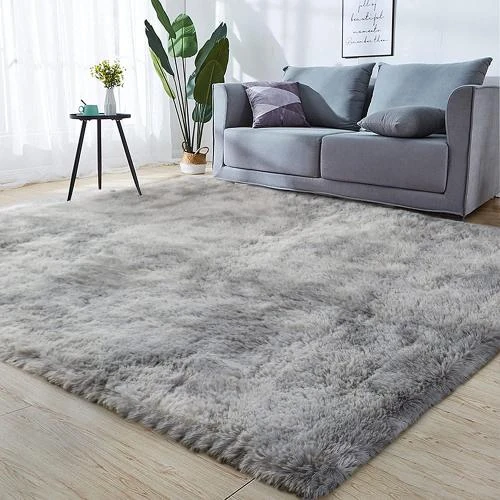 Zoom sur Tapis Salon Moderne KINGSON, Antidérapant, Gris Foncé