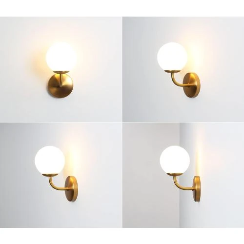 Détail de Applique Murale LED 5W Blanc Chaud, Verre Givre, Or