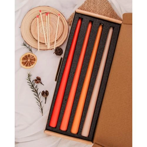 Détail de Bougies coniques orange Viyffo, lot 4, sans fumée