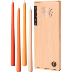 Bougies coniques orange Viyffo, lot 4, sans fumée