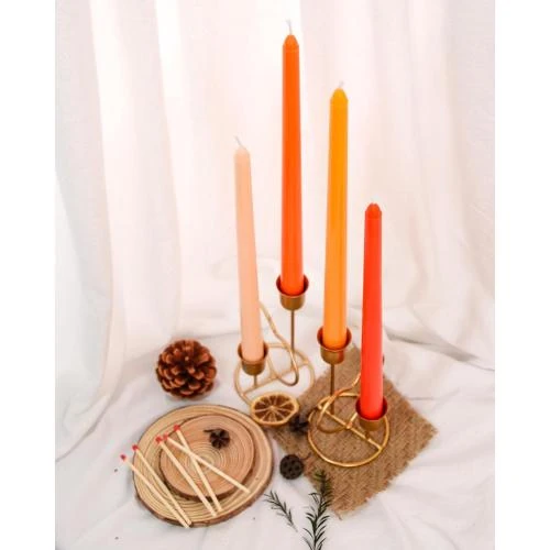 Zoom sur Bougies coniques orange Viyffo, lot 4, sans fumée