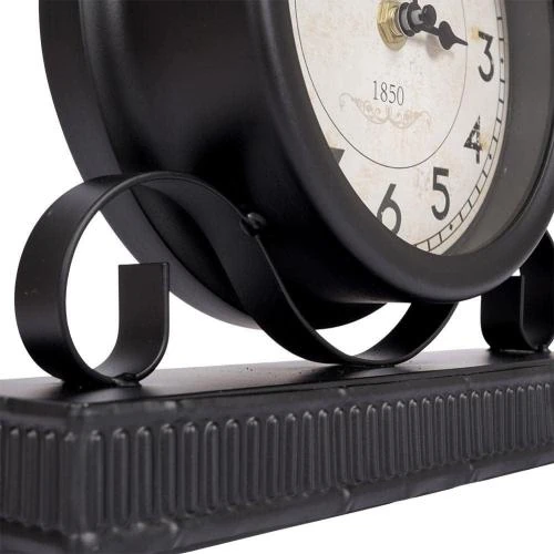 Zoom sur Horloge de table rétro métal noir, style vintage