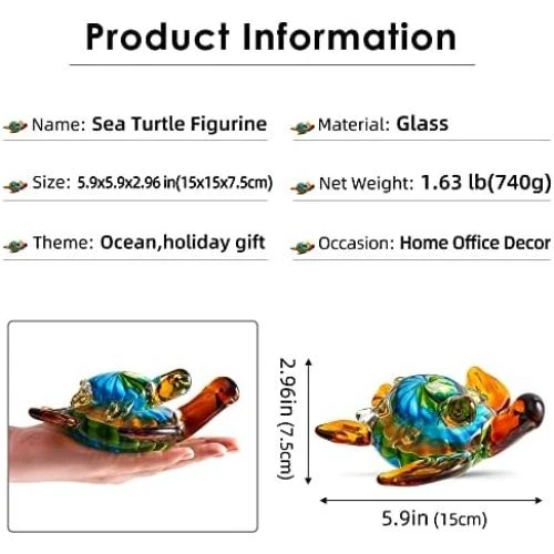 Détail de Figurines de Tortues de Mer en Verre - Ornement Décoratif Unique