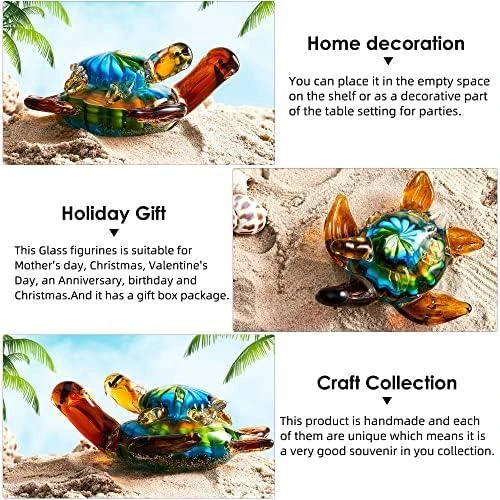 Zoom sur Figurines de Tortues de Mer en Verre - Ornement Décoratif Unique