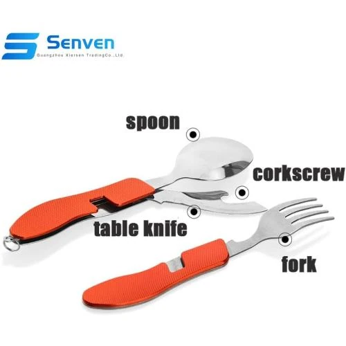 Zoom sur Senvenelec, ensemble vaisselle camping inox, 4 en 1, pliable