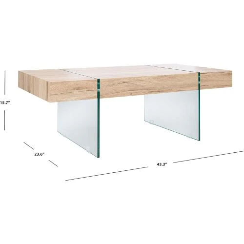 Détail de Table basse moderne rectangulaire Safavieh, verre naturel