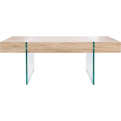 Zoom sur Table basse moderne rectangulaire Safavieh, verre naturel