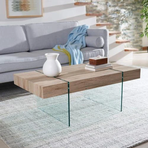 Table basse moderne rectangulaire Safavieh, verre naturel - Vue principale