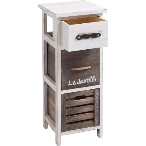 Zoom sur IDIMEX Chiffonnier Padua Bois Paulownia Blanc Vintage Rustique