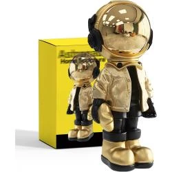 Statue astronaute dorée, art moderne, décoration chambre