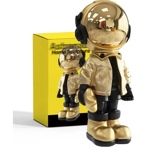 Statue astronaute dorée, art moderne, décoration chambre - Vue principale