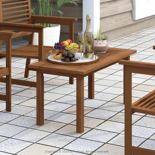 Détail de Table Basse Furinno Tioman Teck Naturel, Extérieur