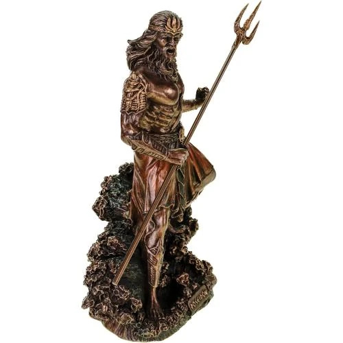 Zoom sur Figurine Poseidon, Dieu de la mer, Sculpture Bronze