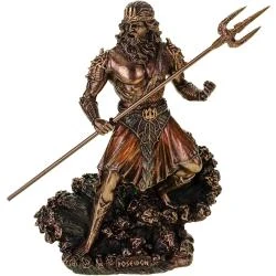 Figurine Poseidon, Dieu de la mer, Sculpture Bronze