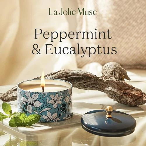 Détail de Bougie Parfumée Menthe Verte, Eucalyptus, La Jolie Muse