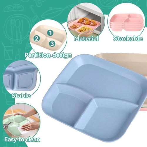 Zoom sur AouiSton Assiettes Divisées, Compartiment Enfant, Adultes