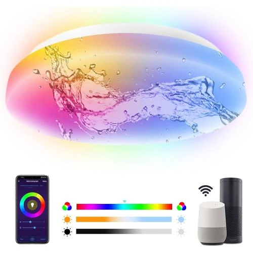 Plafonnier LED Wi-Fi 20W RGB Dimmable, IP65, Contrôle APP - Vue principale