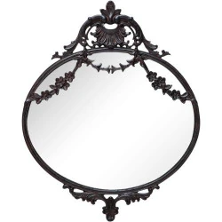 Miroir mural ovale métal noir, décoration intérieure élégante