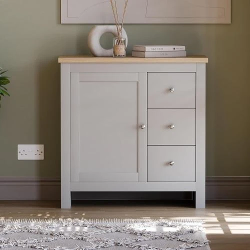 Détail de Buffet Table Arlington Vida Designs, Armoire Bois Gris, Chêne
