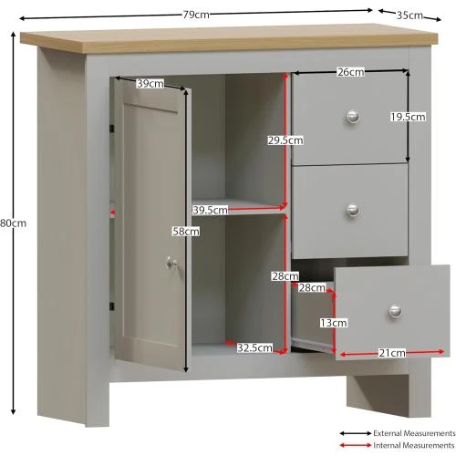 Zoom sur Buffet Table Arlington Vida Designs, Armoire Bois Gris, Chêne