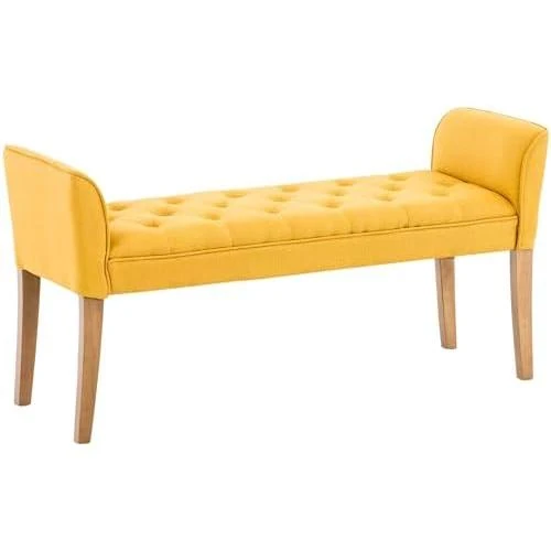 Banquette Cleopatra Tissu Capitonné avec Accoudoirs en Bois - Vue principale