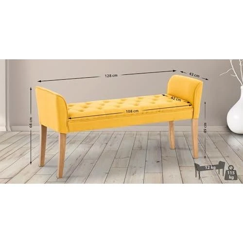 Détail de Banquette Cleopatra Tissu Capitonné avec Accoudoirs en Bois